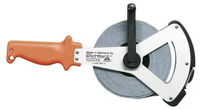 Productafbeelding van RICHTER 414W-V/50M: Stalen meetlint, metrisch, 50 meter, wit gelakt, startmarkering "A", nauwkeurigheid