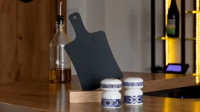 Produktbild von Doppelseitige SCHNEIDEBRETT SCHNEIDEBRETTFORM Kleine Tafeln 4 Stück Set mit Staffelei, Dekorativ Deko, Kreidetafel