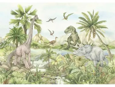 Produktbild von Fototapete Vlies FT5P 352179 - 151 Dinos Jungle 5-tlg. 375 x 270 cm
