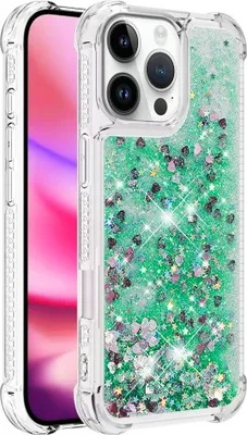 Produktbild von iPhone 16 Pro Hülle - Coverup Liquid Glitzer Back Cover - Grün