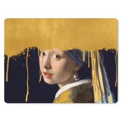 Produktbild von MuchoWow® Mauspad Mousepad Vermeer - Mädchen mit Perlenohrring - Gold 23x19 cm - Mousepads - Maus Mat - Pad - Mausunterlage - Schreibtischunterlage - Mauspad
