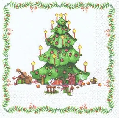 Produktbild von 20 Weihnachts Servietten Weihnachtsbaum 3-lagig 33x33cm