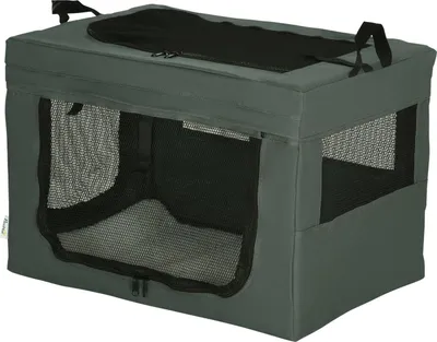 Produktbild von Hundetasche Hundebox Mit Meshfenster, Katzentransportbox Mit Kissen, Oxford, Grau, Für Hunde Bis 4 Kg