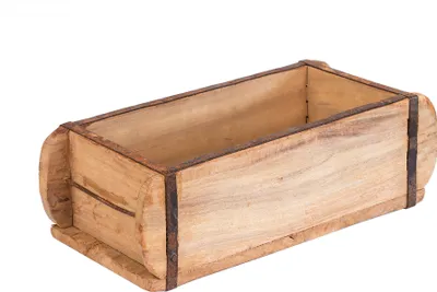 Produktbild von BigDean Alte Ziegelform 32x15x10cm - Ein-Kammer - Vintage Holzkiste mit Metallbeschlägen - Echte, benutze Form aus Indien aus Altholz gefertigt