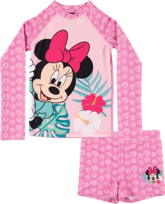 Produktbild von Disney Minnie Mouse Schwimmset UV-Schutz 30 für Mädchen - Kinder Badeanzug Badeset langarm Shirt und Hose Zweiteiler Rosa 134-140