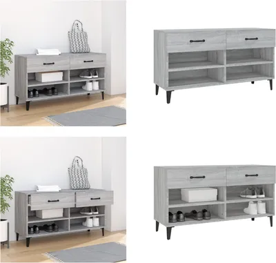 Produktbild von vidaXL Schuhschrank Grau Sonoma 102x35x55 cm Holzwerkstoff - Schuhschrank - Schuhschränke - Schuhaufbewahrung - Schuhorganizer