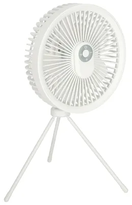 Obrázok produktu pre Stolný ventilátor, stojací, bezdrôtový, USB, s diaľkovým ovládaním a lampičkou, 4 úrovne výkonu, 18 cm, biely