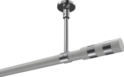 Produktbild von Interdeco Gardinenstange / Vorhangstange Weiß / Chrom, Typ Sonette Mavell (Zylinder Bicolor) ohne Ringe, Deckenmontage, 20 mm Ø 1-läufig, 160 cm