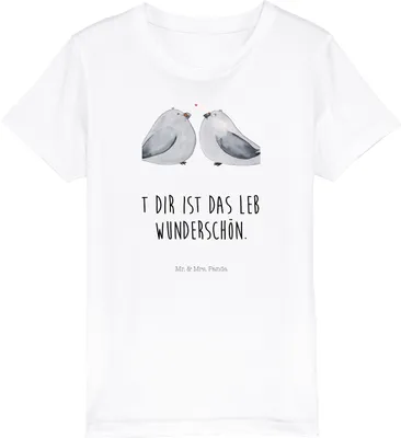 Produktbild von Mr. & Mrs. Panda Kleinkinder T-Shirt Turteltauben Liebe 7-8 Jahre (122/128) - Weiß - Geschenk, Verheiratet, Freundin, Teenager, Kindershirt, Kinder Baumwollshirt, Freund