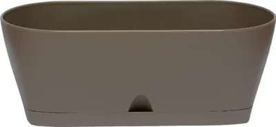 Produktbild von Ovaler Blumenkasten Beige mit Wasserauffangschale für Balkon & Garten Braun