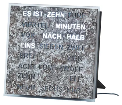 Produktbild von AMS T1236 Tischuhr mit LED-Wortuhr und Metallic-Zifferblatt