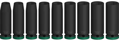 Zdjęcie produktu dla Bosch 2 608 003 039, Zestaw nasadek, 1/2", Metryczny, 9 głowic(e), 10,12,13,14,15,16,17,18,19 mm, 77 mm
