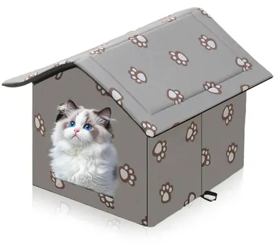 Image de Abri pour chat, adapté pour l'extérieur, résistant aux intempéries, de couleur grise, dimensions : L 40 x P 20 x H 10 cm