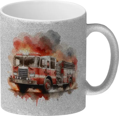 Produktbild von Feuerwehrfahrzeug Glitzer-Kaffeebecher