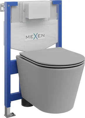 Zdjęcie produktu dla Mexen zestaw podtynkowy WC stelaż Fenix XS-F z miską WC Rico i deską wolnoopadającą, szary jasny mat - 68030724061