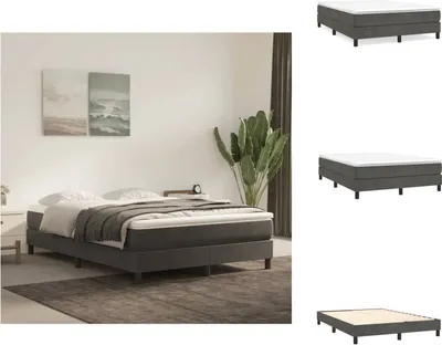 Produktbild von vidaXL Boxspringbett Dunkelgrau 140x200 cm Samt - Betten & Bettgestelle