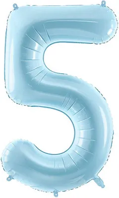 Produktbild von Folienballon Zahl „5“, 86cm, hellblau