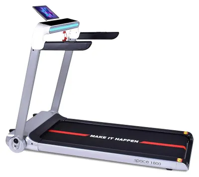 Immagine prodotto di BOUDECH SPACE 1800- Tapis Roulant Elettrico 1800W pieghevole ultra piatto con display touch screen, supporto per ipad, speakers bluetooth, app system e cardiofrequenzimetro bianco