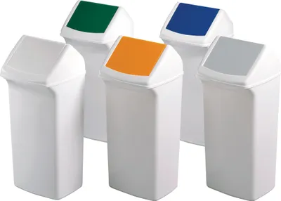 Image de Poubelle de tri 40l H747xL320xP366mm blanc bleu avec couvercle DURABLE
