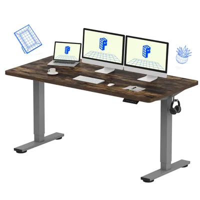 Produktbild von FLEXISPOT EN1 Höhenverstellbarer Schreibtisch 160x80cm, 100 kg Tragkraft, mit Anti-Kollisionsschutz,  Einteilige Tischplatte, 4 Memory-Funktion(Braun)