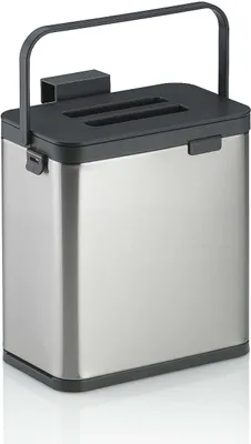 Produktbild von Abfallbehälter, Papierkorb, für GFT, Edelstahl, Kunststoff, Schwarz, Grau, 2,1 L, Kela | Plata