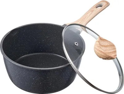 Image de Marmite - Marmite à soupe/lait 2,37 l - Antiadhésif - Couvercle en verre trempé - Poignée amovible - Alliage d'aluminium - Noir