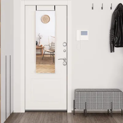 Produktbild von Wandspiegel 120 x 37cm, Ganzkörperspiegel Wand-&Türmontage, Türspiegel mit 3 stufig verstellbarem Haken, Hartglas & Metallrahmen, Hängespiegel für Garderobe Eingang (Silber)