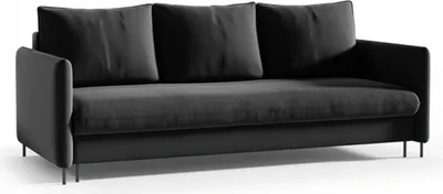 A studio shot of a black sofa on a white background.