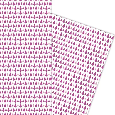 Produktbild von Grafische Weihnachtsbaum Geschenkpapier zu Weihnachten in rosa lila - G5895, 32 x 48cm
