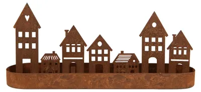 Obrázok produktu pre Držiak na čajové sviečky Clayre & Eef, model "Haus", 30x8x13 cm, hnedý, kov