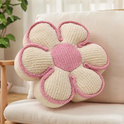 Bodenkissen Blume, 40 cm, beige, Plüsch, 1 Stück