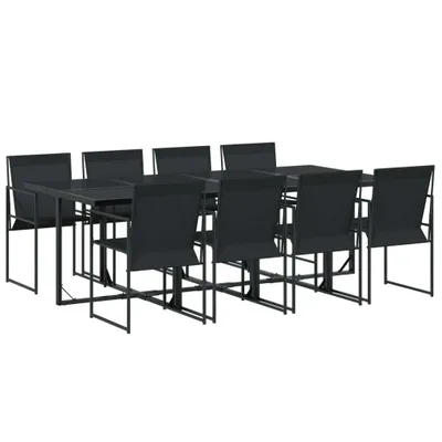 Produktbild von vidaXL 9-tlg. Garten-Essgruppe Schwarz Textilene