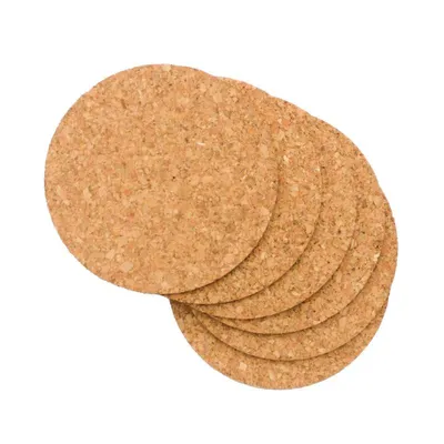 Productafbeelding van Ronde kurken onderzetter voor bekers en glazen, diameter 95 mm, dikte 3 mm, set van 6 stuks