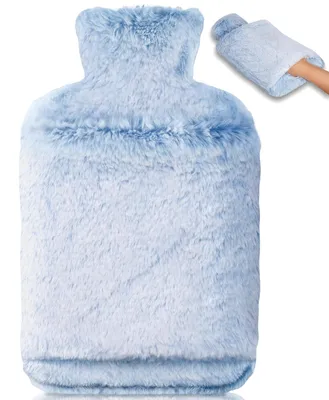 Imagen del producto de Bolsa de agua caliente de 2 litros, fabricada con caucho natural, con funda suave, sin fugas, para proporcionar calor y confort