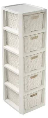 Produktbild von BranQ - Home essential Regal in Rattan Design, Creme, 5 Körben