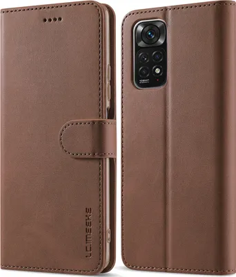 Image de Etui pour Xiaomi Redmi Note 11 Pro 5G/4G, étui en cuir avec fermeture magnétique et support, étui de protection Marron