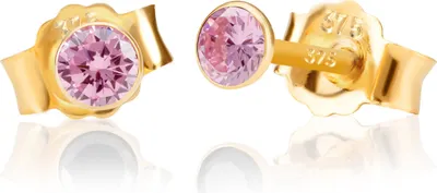 Produktbild von Paar 3,5mm 375 Gelb Gold 9 Karat Ohrstecker Zirkonia Pink Butterfly Verschluss