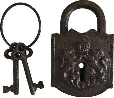 Produktbild von Deko Vorhängeschloss Nostalgie Schloss mit 2 Schlüssel Gusseisen Antik-Stil