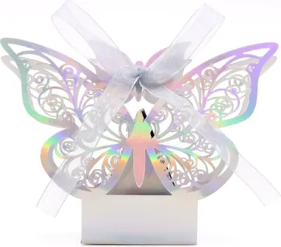 Image de 50 Pack 3D Papillon Laser Cut Wedding Party Favor Box Sac à bonbons Cadeau Chocolat Boîtes Bride Anniversaire Douche Bomboniere