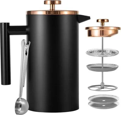Image de Cafetière 1 litre (6 tasses), à double paroi isolée, noire