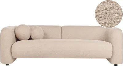 Produktbild von BELIANI Sofa Beige aus Bouclé 3-Sitzer mit Dekokissen Modernes Elegantes Design Couch für Wohnzimmer