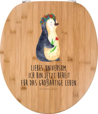Produktbild von Mr. & Mrs. Panda WC Sitz Pinguin Blumen - Transparent - Geschenk, Deckel, WC-Sitz, klo, Blumenkranz, Motivation, Klodeckel, Positiv, Universum, Klo-Deckel