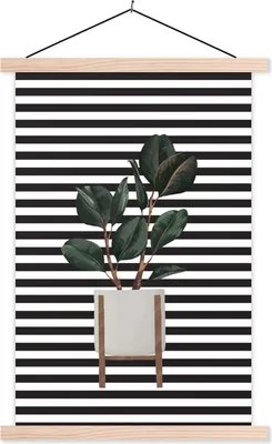 Produktbild von MuchoWow® Textilposter Pflanzen - Blumentopf - Zimmerpflanzen 40x60 cm mit holzfarbenen Rahmen - Poster
