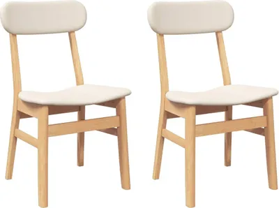 Image de vidaXL Chaises de salle à manger avec coussins 2 pcs. Bois massif d'hévéa