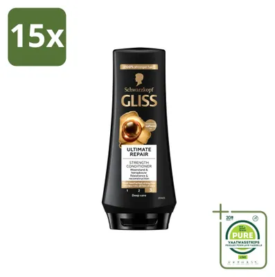 Obrázok produktu pre 15 kusov kondicionéru Gliss Ultimate Repair – pre silne poškodené vlasy – 200 ml – veľké balenie