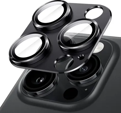 Immagine prodotto di vetro fotocamera 3D per Apple iPhone 15 Pro / 15 Pro Max pellicola protettiva armatura titanio nero