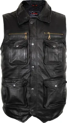 Produktbild von Herren Lamm Nappa Lederweste Weiches Leder Freizeitweste Outdoor Weste echtleder(L,Schwarz)