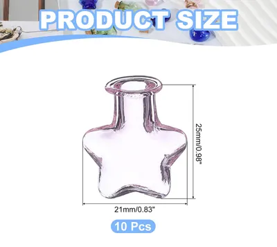 Produktbild von 10 Stš¹ck Mini-Glasflaschen-Anh?nger, 0,01 Unzen/0,5 ml Sternf?rmige kleine Glasgl?ser mit Korken Stopfen Wunschflaschen fš¹r DIY Basteln Party Hochzeit Dekoration, Pink