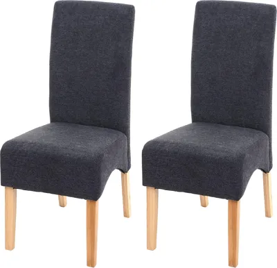 Produktbild von 2er-Set Esszimmerstuhl gepolstert | HxBxT 100x44x56cm | Sitzhöhe 48cm | Stoff/Textil MVG- | Dunkelgrau | helle Beine | Küchenstuhl Stuhl