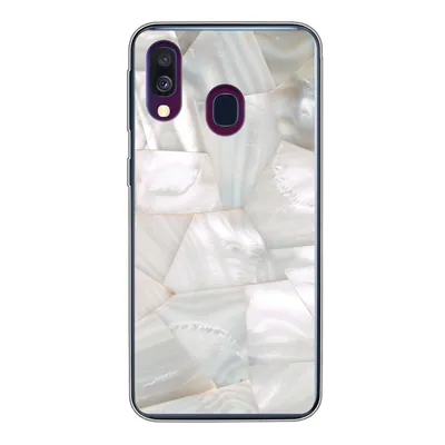 Produktbild von MuchoWow® Handyhülle Schutzhülle Hülle für Samsung Galaxy A40 Naturstein - Perlmutt - Weiß Silikon Softcase Handy Hülle - Handy-Tasche